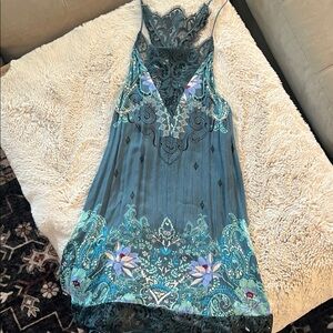 Free People Asymmetrical Teal and Black Dress